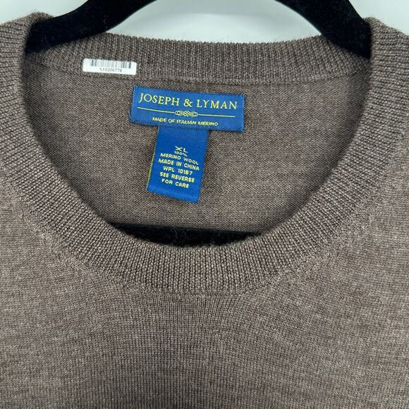 Joseph & Lyman Men's Brown‎ 100% Merino Wool Crewneck Sweater Size XL - Picture 2 of 3